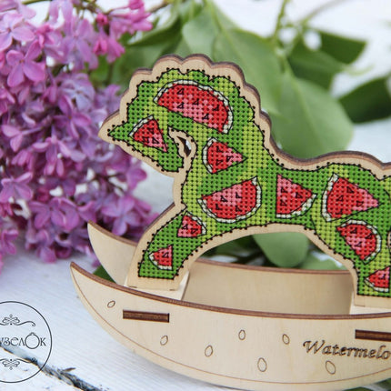 🎠 DIY Counted Cross Stitch Kit Rocking Horse "Watermelon"