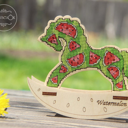 🎠 DIY Counted Cross Stitch Kit Rocking Horse "Watermelon"