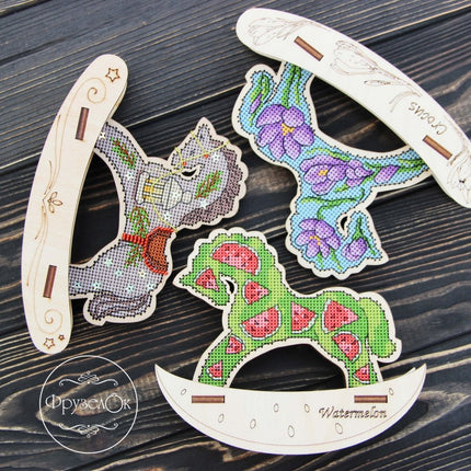 🎠 DIY Counted Cross Stitch Kit Rocking Horse "Watermelon"