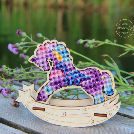 🎠 DIY Counted Cross Stitch Kit Rocking Horse "Space"
