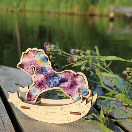🎠 DIY Counted Cross Stitch Kit Rocking Horse "Space"