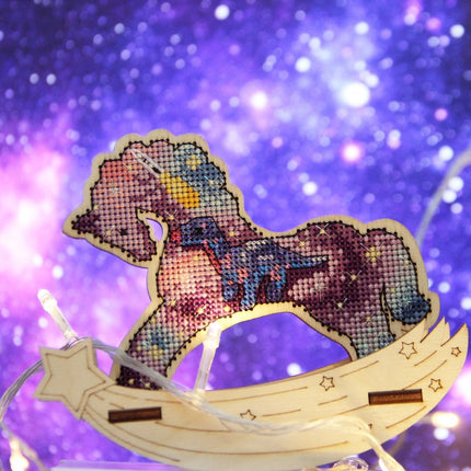 🎠 DIY Counted Cross Stitch Kit Rocking Horse "Space"