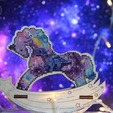 🎠 DIY Counted Cross Stitch Kit Rocking Horse "Space"