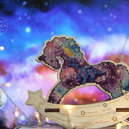 🎠 DIY Counted Cross Stitch Kit Rocking Horse "Space"