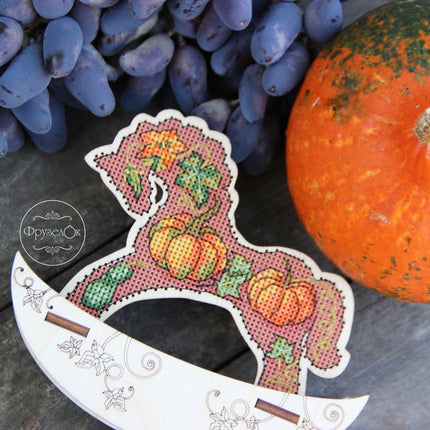 🎠 DIY Counted Cross Stitch Kit Rocking Horse "Pumpkin"