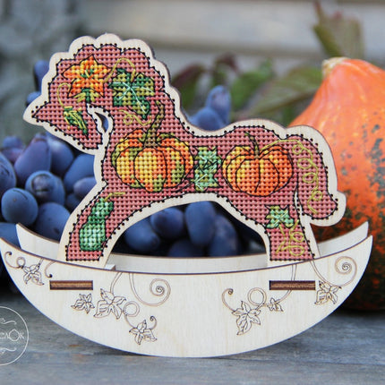 🎠 DIY Counted Cross Stitch Kit Rocking Horse "Pumpkin"