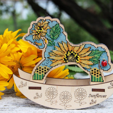 🎠 DIY Counted Cross Stitch Kit Rocking Horse "Sunflower"