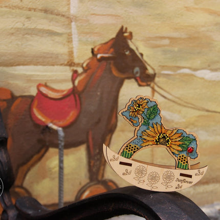🎠 DIY Counted Cross Stitch Kit Rocking Horse "Sunflower"