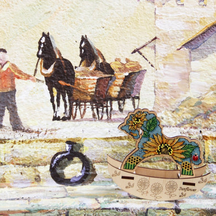 🎠 DIY Counted Cross Stitch Kit Rocking Horse "Sunflower"