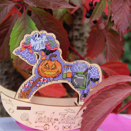🎠 DIY Counted Cross Stitch Kit Rocking Horse "Halloween"