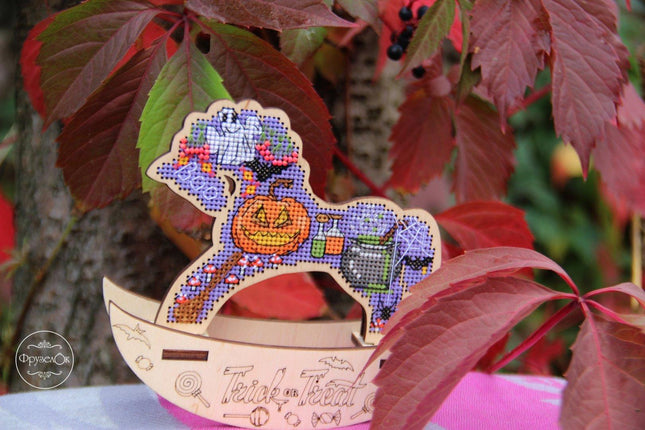 🎠 DIY Counted Cross Stitch Kit Rocking Horse "Halloween"
