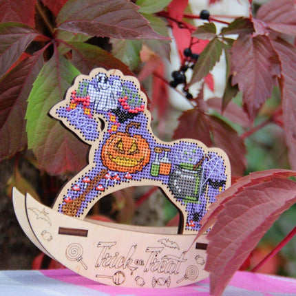 🎠 DIY Counted Cross Stitch Kit Rocking Horse "Halloween"