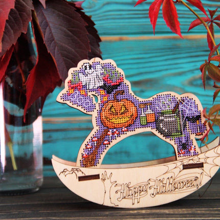 🎠 DIY Counted Cross Stitch Kit Rocking Horse "Halloween"