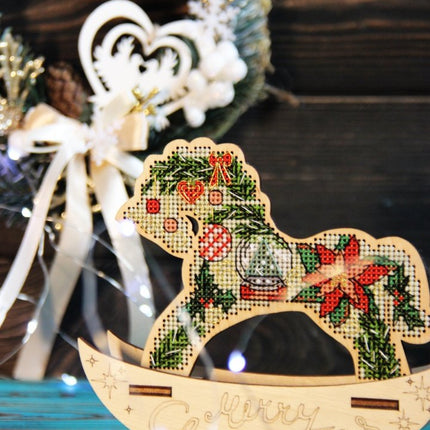 🎠 DIY Counted Cross Stitch Kit Rocking Horse "Winter"