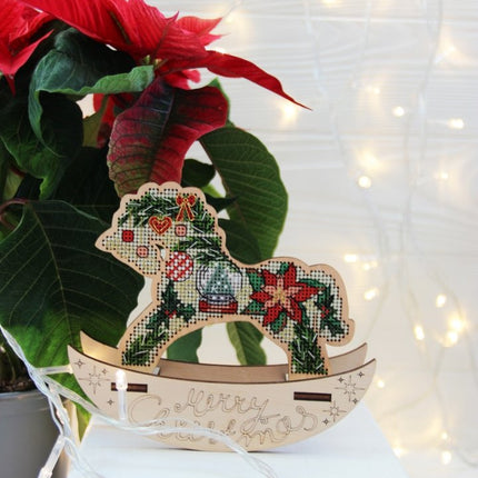 🎠 DIY Counted Cross Stitch Kit Rocking Horse "Winter"