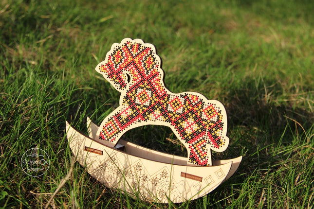 🎠 DIY Counted Cross Stitch Kit Rocking Horse "Easter egg"