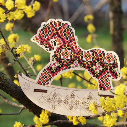 🎠 DIY Counted Cross Stitch Kit Rocking Horse "Easter egg"