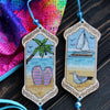 DIY Cross stitch kit on wood "Flip Flops" 3.9x1.8 in / 10.0x4.5 cm