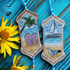 DIY Cross stitch kit on wood "Flip Flops" 3.9x1.8 in / 10.0x4.5 cm