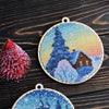 DIY cross stitch kit on wood "Quiet Evening", Christmas tree toy