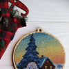 DIY cross stitch kit on wood "Quiet Evening", Christmas tree toy