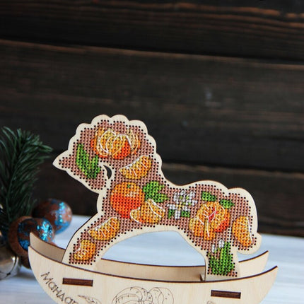 🎠 DIY Counted Cross Stitch Kit Rocking Horse "Tangerine"