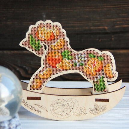 🎠 DIY Counted Cross Stitch Kit Rocking Horse "Tangerine"