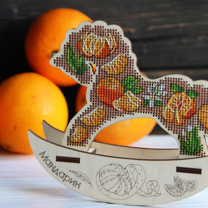 🎠 DIY Counted Cross Stitch Kit Rocking Horse "Tangerine"