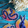 DIY cross stitch kit on wood "Snake", Christmas tree toy