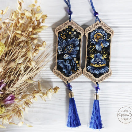 DIY cross stitch kit on wood "Petrykivka", Christmas tree toy