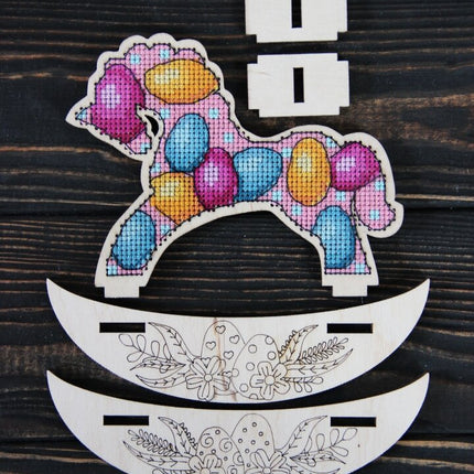 🎠 DIY Counted Cross Stitch Kit Rocking Horse "Easter Egg"