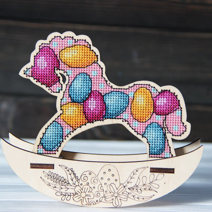🎠 DIY Counted Cross Stitch Kit Rocking Horse "Easter Egg"