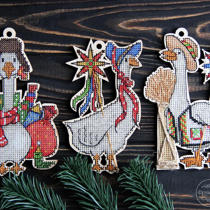 DIY Cross stitch kit on wood "Hrytsko" 5.3x3.5 in / 13.5x9.0 cm