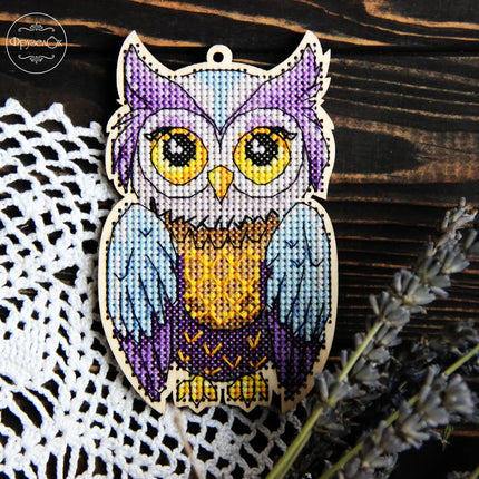 DIY Cross stitch kit on wood "Uliana" 3.9x2.6 in / 10.0x6.5 cm
