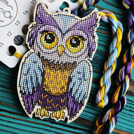 DIY Cross stitch kit on wood "Uliana" 3.9x2.6 in / 10.0x6.5 cm
