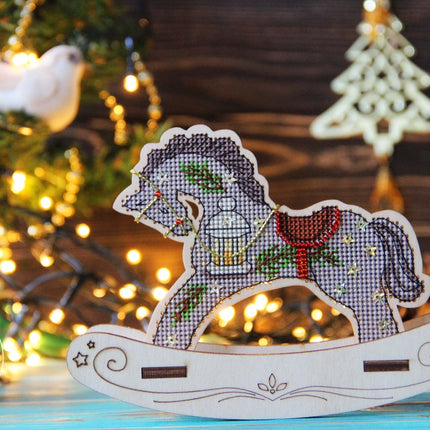 🎠 DIY Counted Cross Stitch Kit Rocking Horse "Holiday"