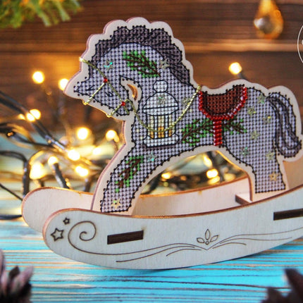 🎠 DIY Counted Cross Stitch Kit Rocking Horse "Holiday"