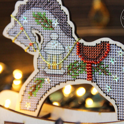 🎠 DIY Counted Cross Stitch Kit Rocking Horse "Holiday"