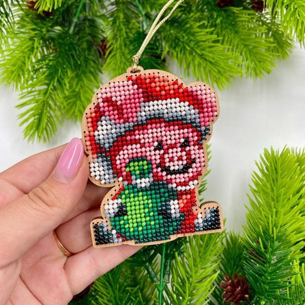 Christmas Bead Embroidery Kit "Chinese Zodiac Animal Calendar" Set 12 pcs Christmas tree toys