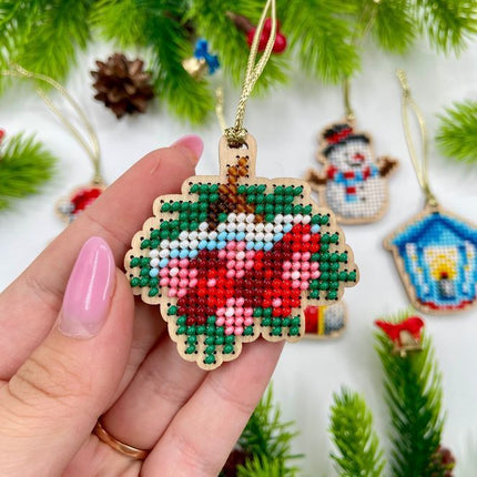 Christmas Bead Embroidery Kit Christmas toys Set 5 pcs Christmas tree toys