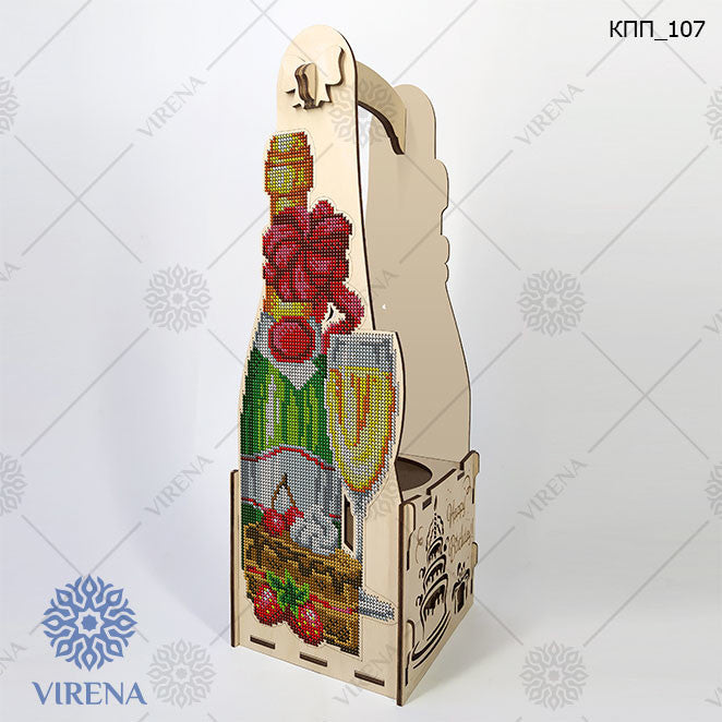 DIY Bottle Holder Kit, Bead embroidery on wood craft kit