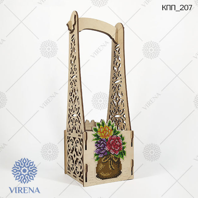 DIY Bottle Holder Kit, Bead embroidery on wood craft kit