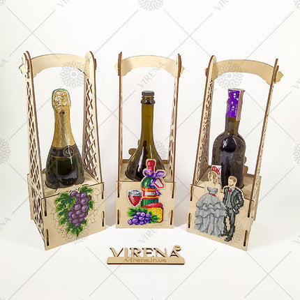 DIY Bottle Holder Kit, Bead embroidery on wood craft kit