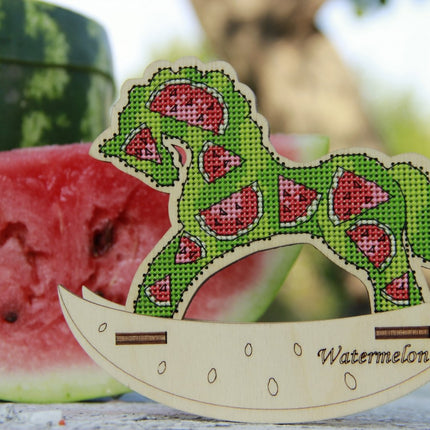 🎠 DIY Counted Cross Stitch Kit Rocking Horse "Watermelon"