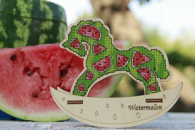 🎠 DIY Counted Cross Stitch Kit Rocking Horse "Watermelon"