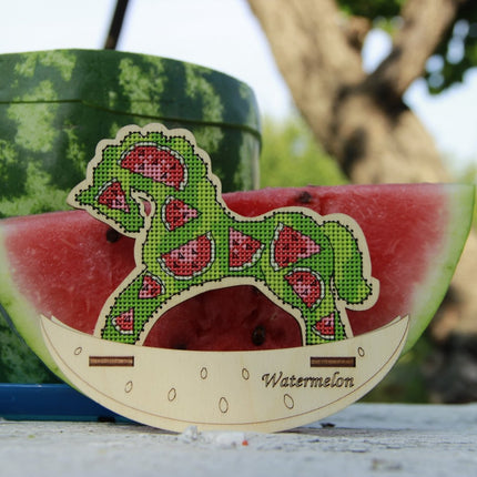🎠 DIY Counted Cross Stitch Kit Rocking Horse "Watermelon"