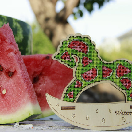 🎠 DIY Counted Cross Stitch Kit Rocking Horse "Watermelon"