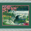 DIY Cross stitch kit with a printed canvas "Spring bridge"