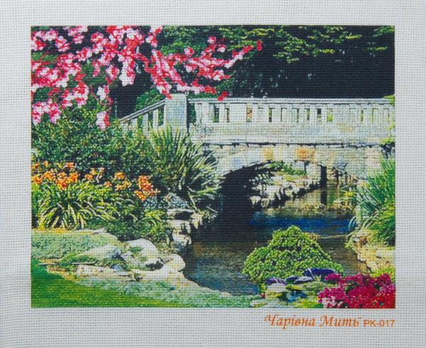 DIY Cross stitch kit with a printed canvas 