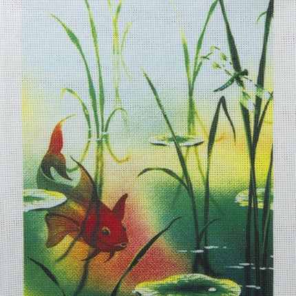 DIY Cross stitch kit with a printed canvas "Magic fish"